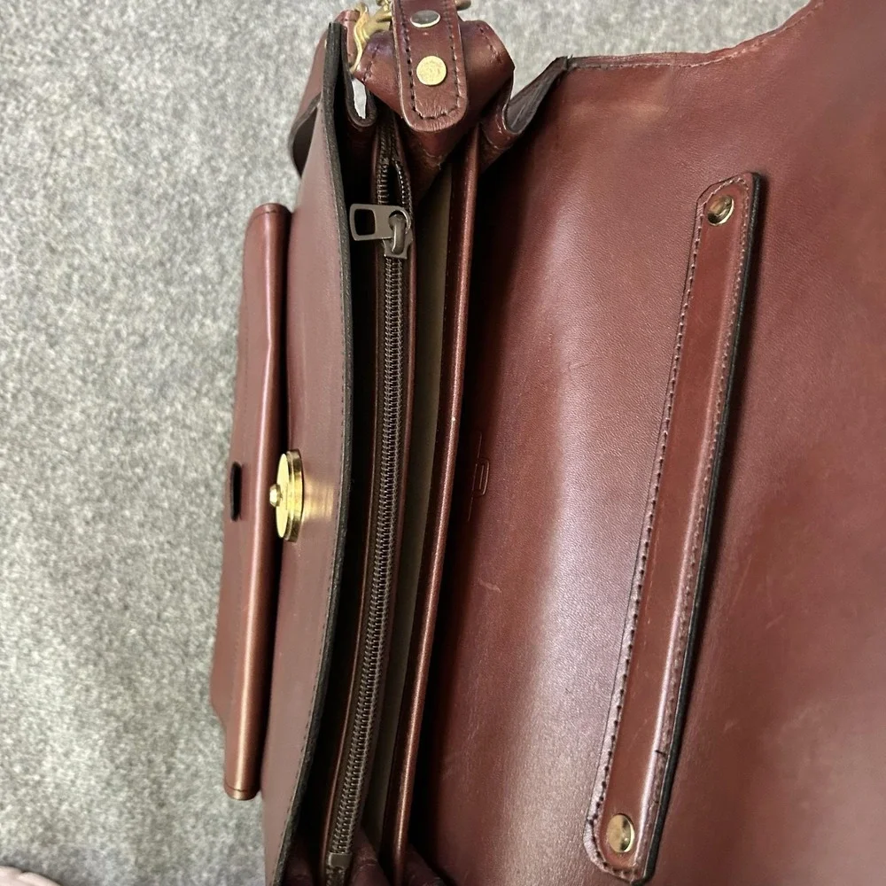 Schlesinger Bag Brown Leather Business Case Shoulder Briefcase Law USA Vintage
